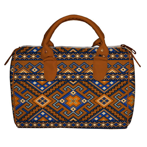 

Сумка бочонок Barrel Украинский орнамент с коричневыми ручками Presentville 28х18х17 см 000170108