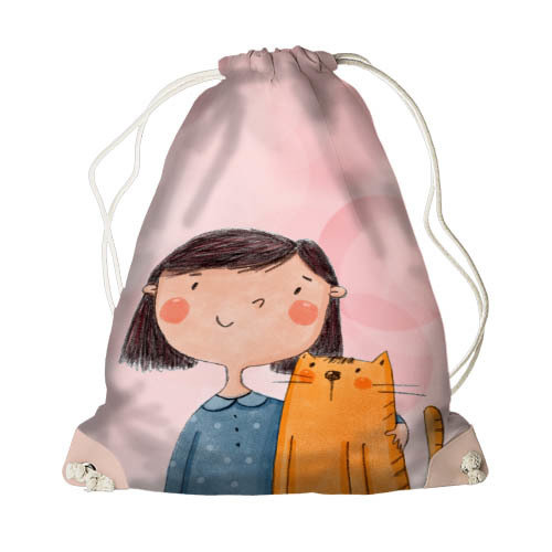 

Рюкзак-мешок MINI Девочка с котом Presentville 26х36 см 000173036