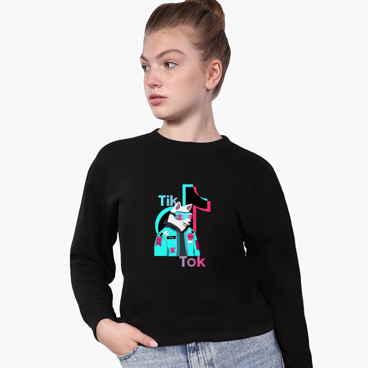 

Свитшот для девочек ТикТок (TikTok Dog) (9509-1645) 122-128 см Черный