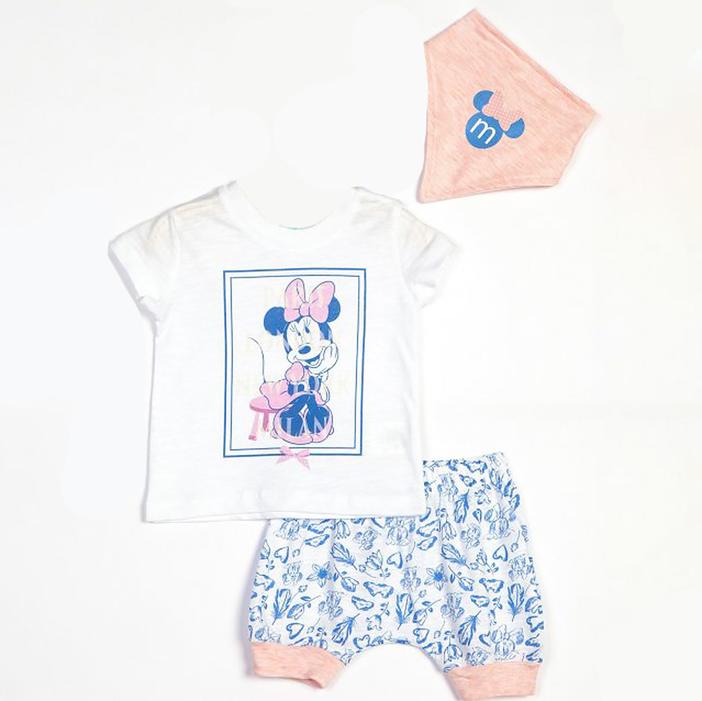 Акція на Комплект (футболка + шорты + косынка) Disney Minnie Mouse MN13929 80-86 см Бело-розовый с синим (8691109716439) від Rozetka UA