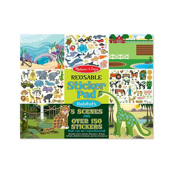 

Набор многоразовых виниловых наклеек Места обитания животных Habitats Reusable Sticker Book Melissa & Doug