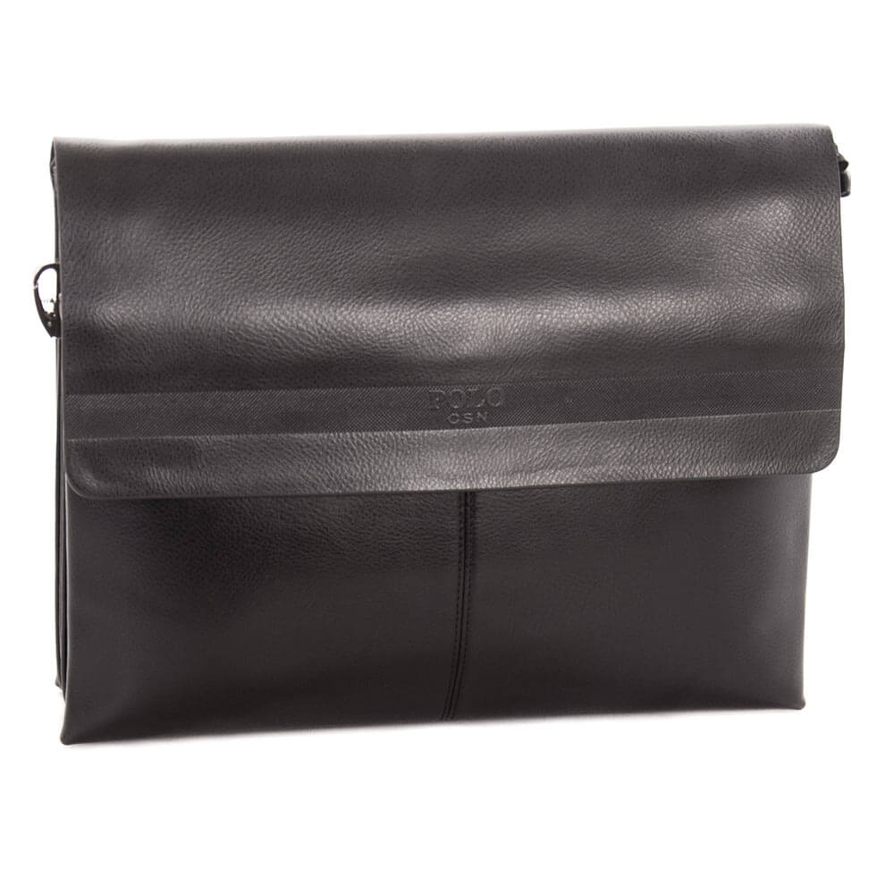 

Сумка мужская горизонтальная для документов А4 через плечо Polo черная HS000375