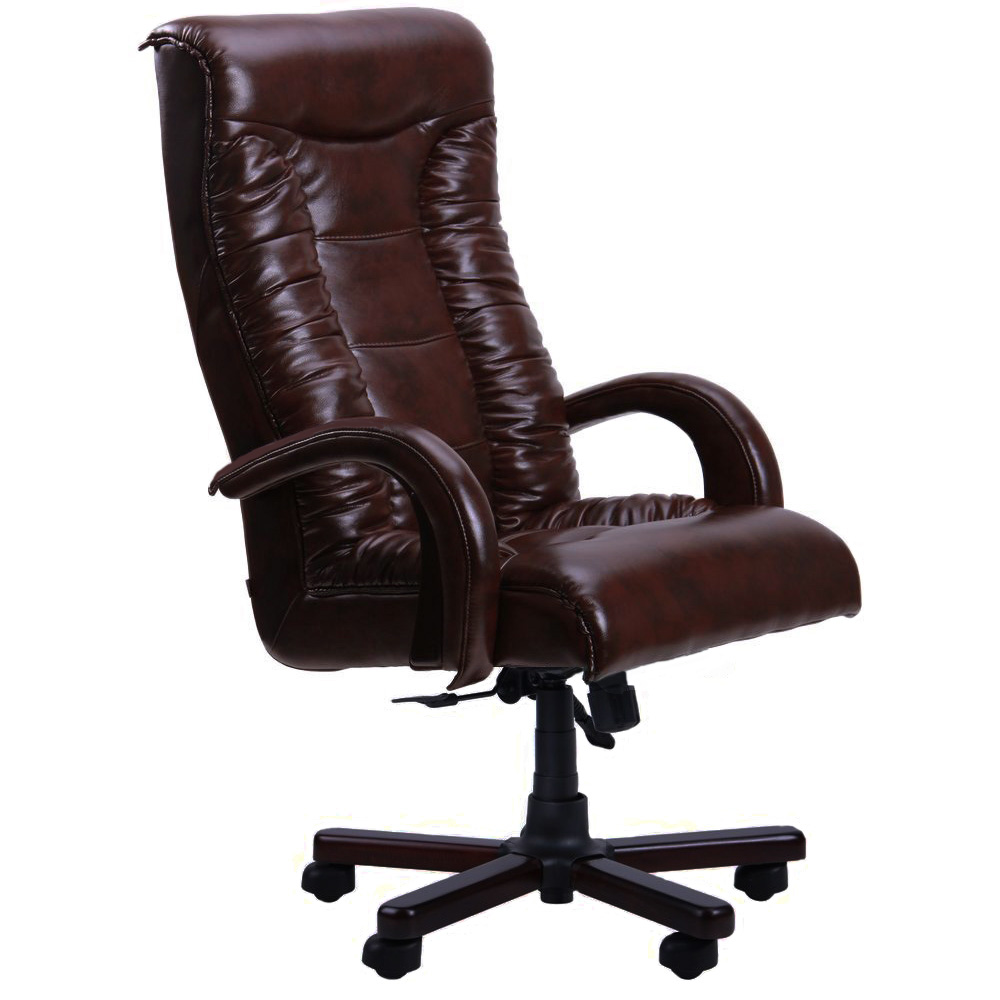 

Кресло офисное Кинг Люкс механизм AnyFix, дерево орех/кожзаменитель Мадрас фирензе коричневый с бордовым AMF