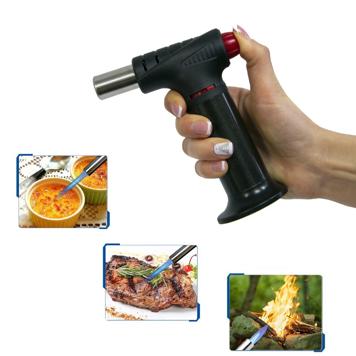 

Горелка газовая с пьезоподжигом Multi-Function Lighter QL-016 Черная кулинарная горелка, фломбер (1008907-Black)