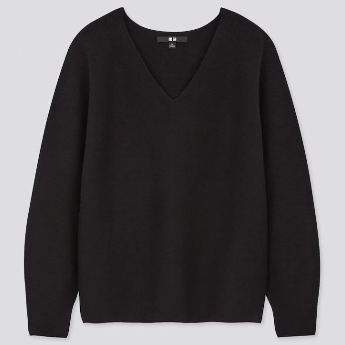 

Свитер Uniqlo 3D KNIT с косым воротом и длинным рукавом  черный, Свитер Uniqlo 3D KNIT с косым воротом и длинным рукавом S черный