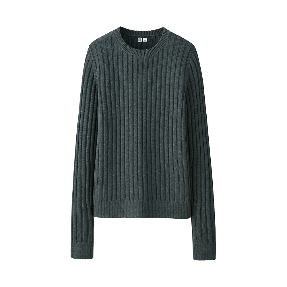 

Cвитер Uniqlo с круглым вырезом из шерсти мериноса ХS темно зеленый