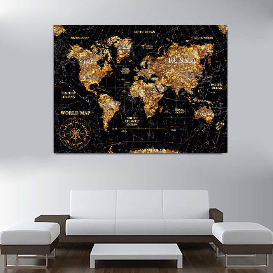 

Картина на холсте Путешествия Golden Map of the World 50х65 см.
