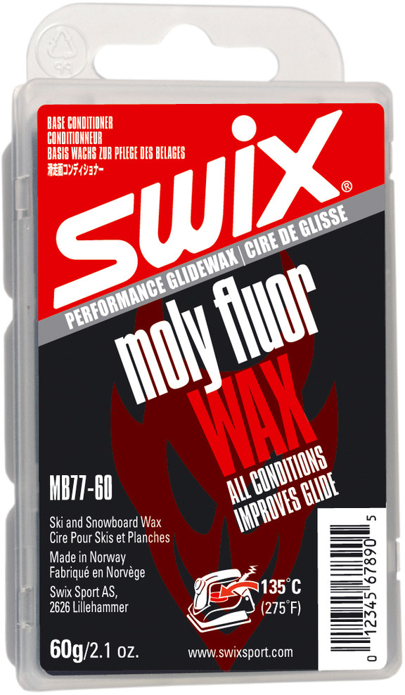 

Базовый фторсодержащий парафин Swix, MB77 Moly fluor wax, 60g