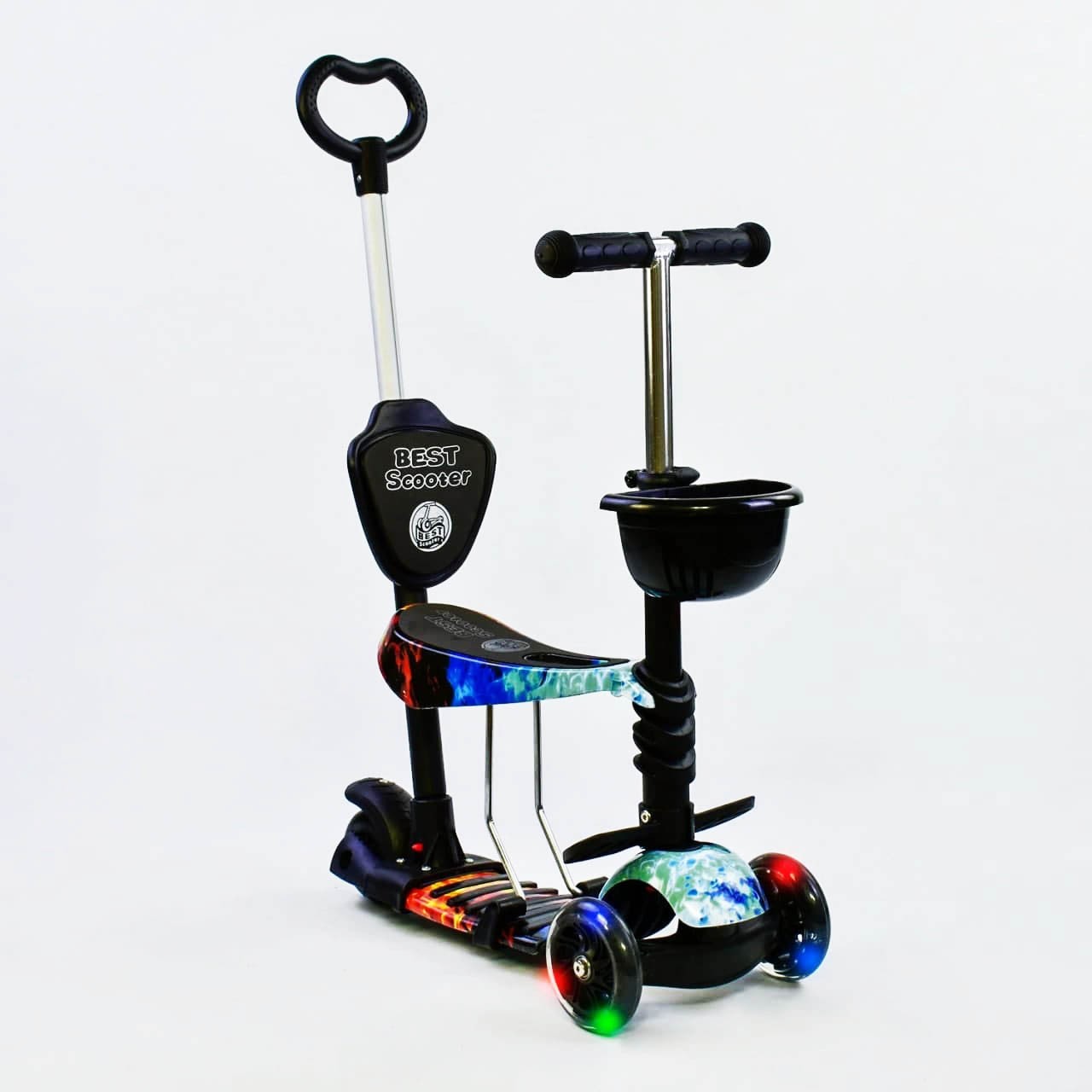 

Детский самокат 5в1 Best Scooter сине оранжевый цвет