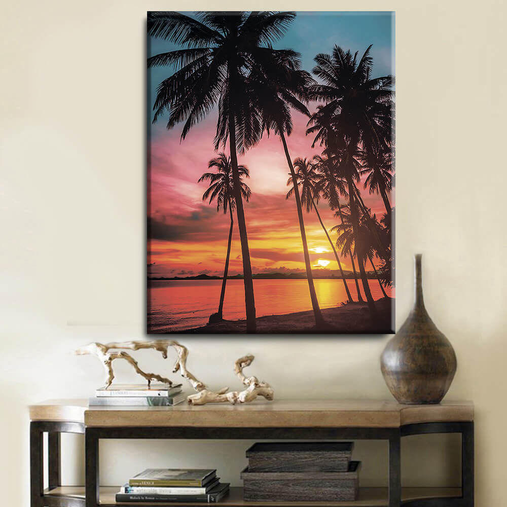 

Картина на холсте Путешествия Palm sunset 90х120 см.