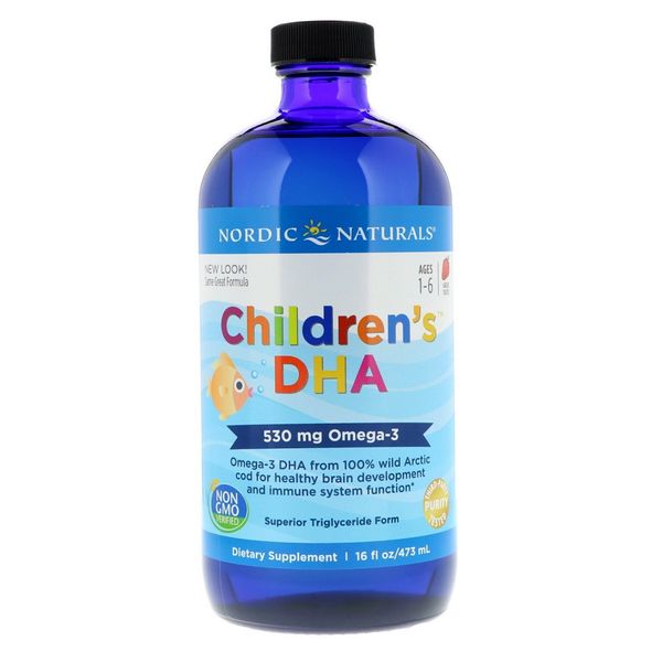 

Рыбий жир (ДГК) для Детей, со Вкусом Клубники, Children's DHA, Strawberry, Nordic Naturals, 473 мл