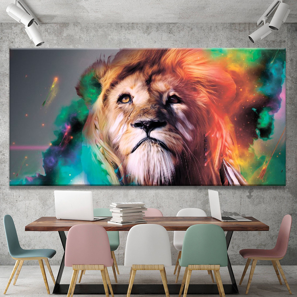 

Картина на холсте Животные Rainbow Lion 60х120 см.