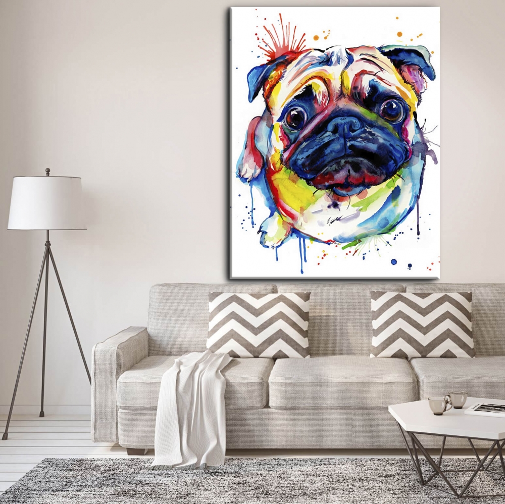 

Картина на холсте Животные Watercolor Pug 45х60 см.