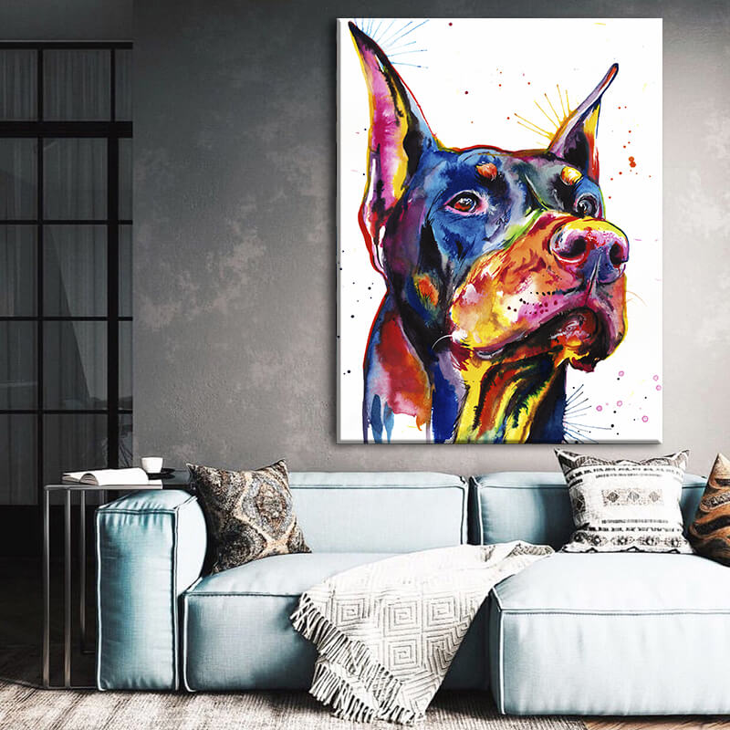

Картина на холсте Животные Watercolor Dobermann 50х65 см.