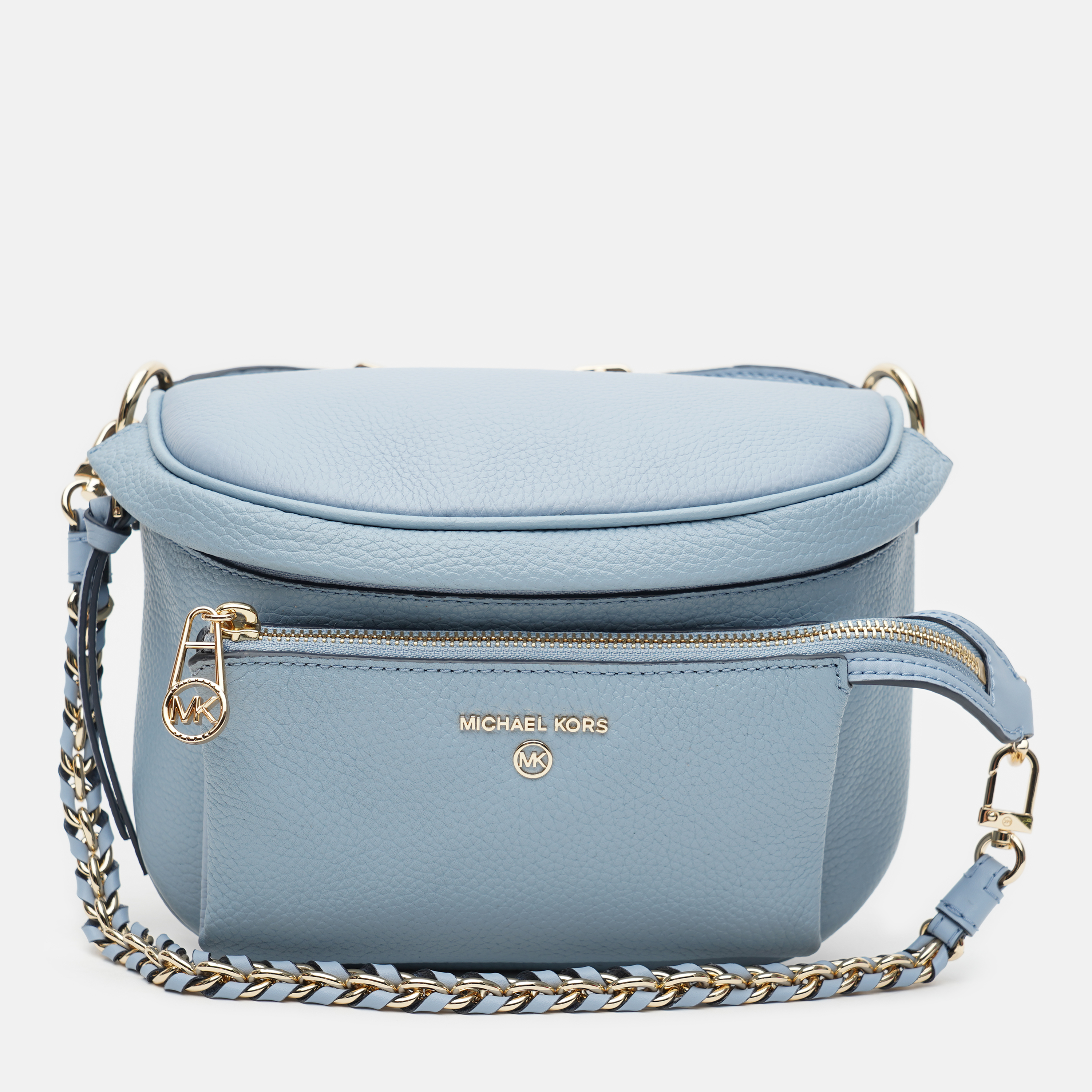 

Женская сумка поясная кожаная Michael Kors Slater 30T0G04M6L-487 Pale Blue
