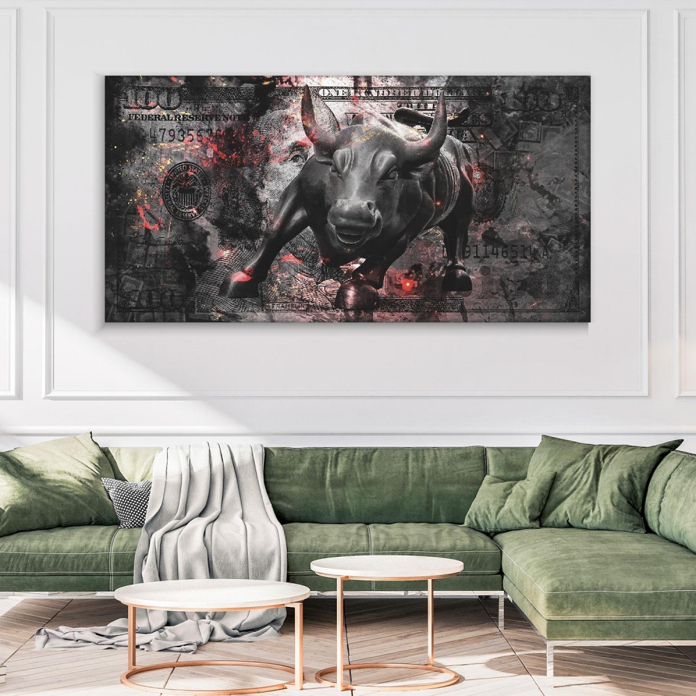 

Картина на холсте Деньги 100$ Bull 50х100 см.