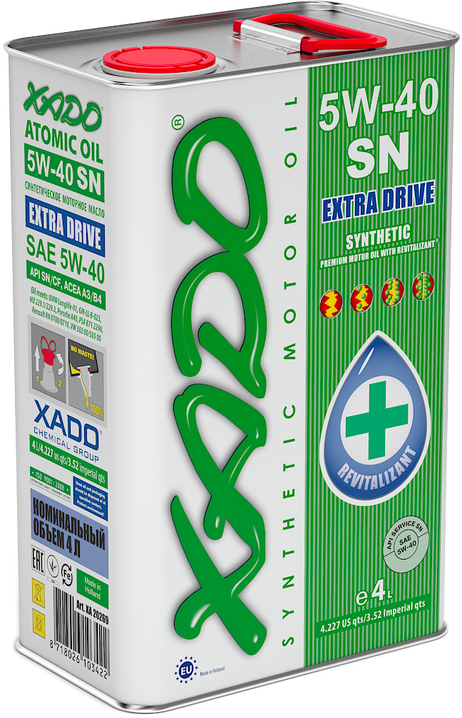 Моторное масло XADO Atomic Oil SN 5W-40 4 л (XA 20269) – фото, отзывы ...