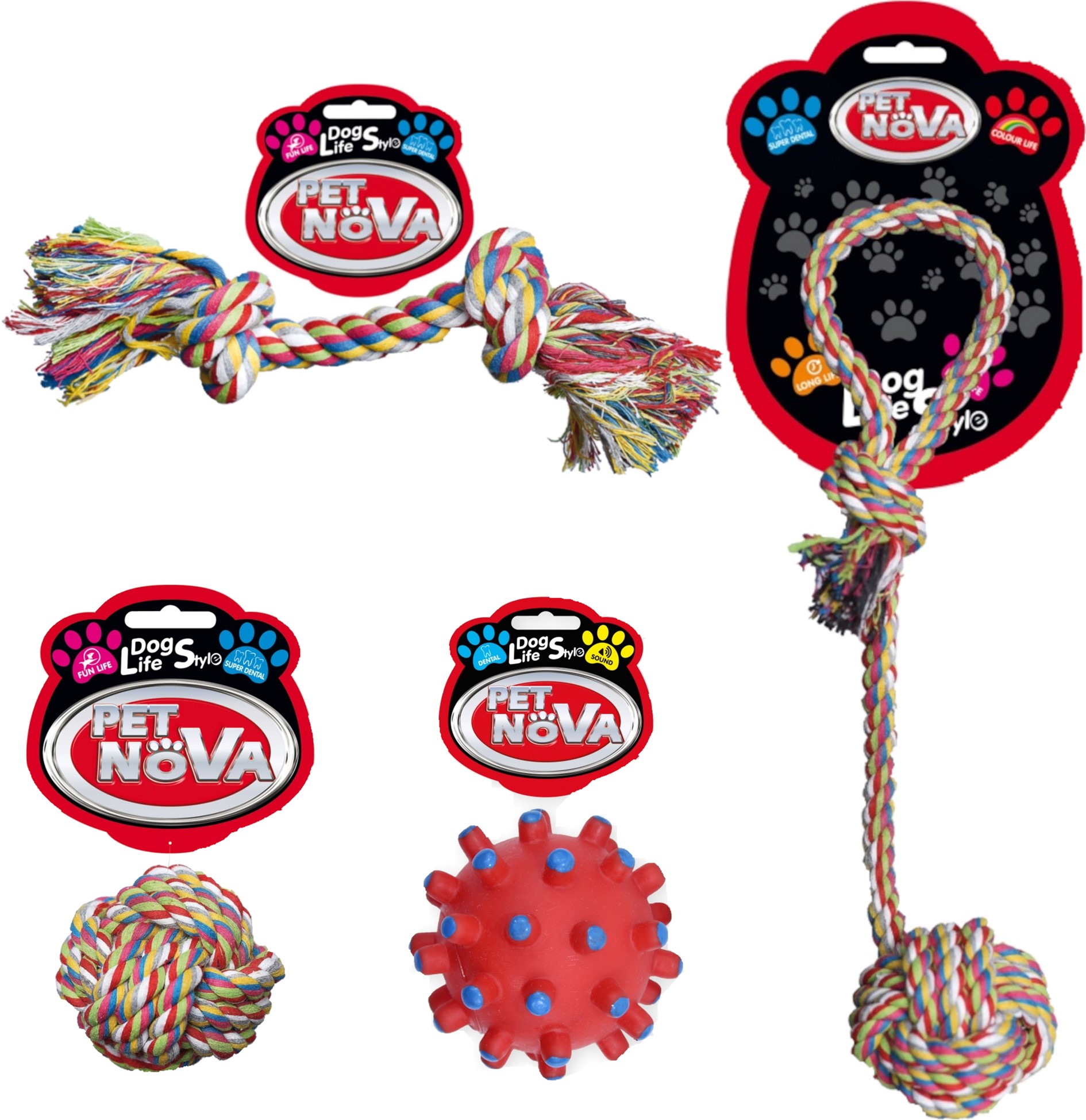 

Набор игрушек для собак Pet Nova Канат с мячом L (ROPE-RBL-L)