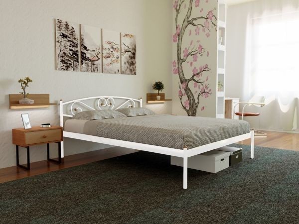 

Полуторная кровать Метакам Milana-1 металлическая 190x140 см Белый Глянец