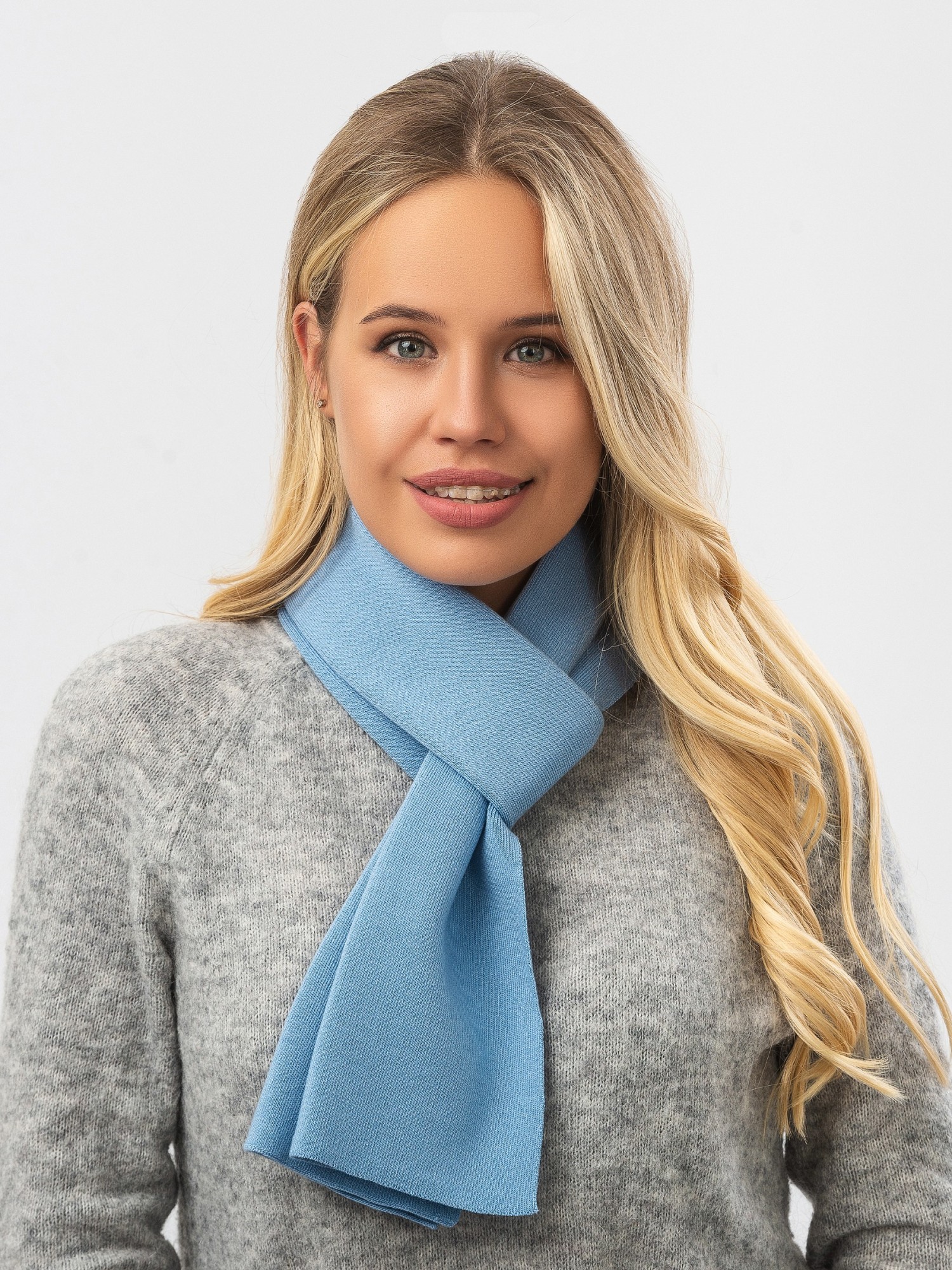 

Шарф унисекс W-Luxury 9260F-63 160х20см Голубой