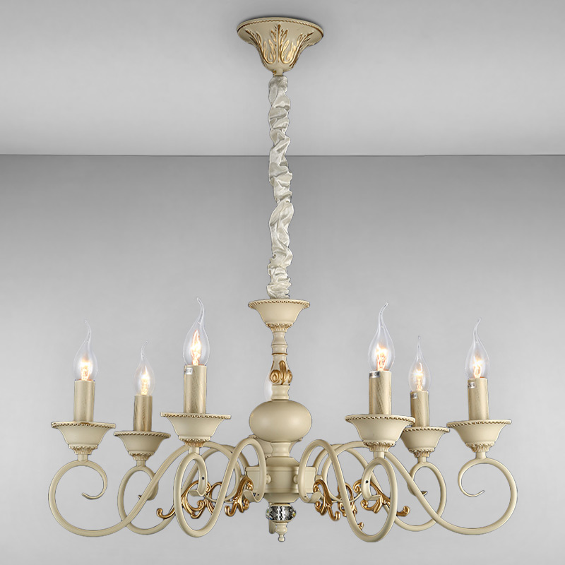 

Люстра подвесная свечи Light House LS-17149-7 CRM+GLD бежевый с золотом