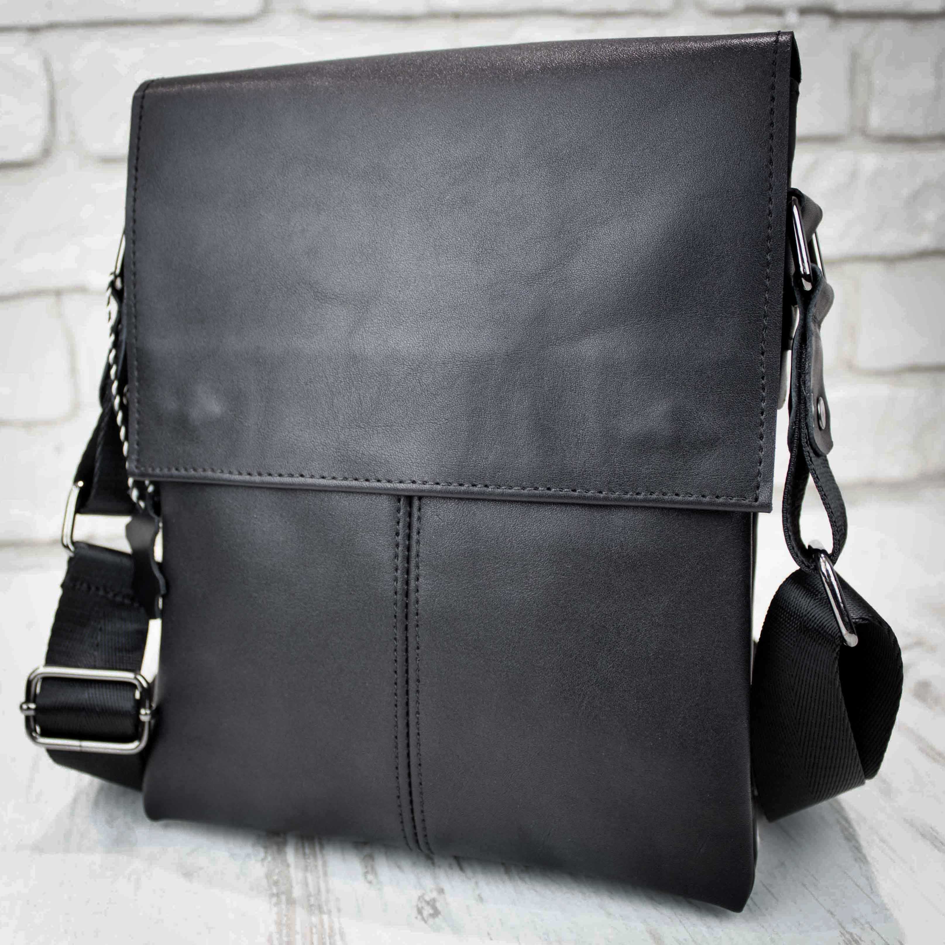 

Повседневная сумка планшет из натуральной кожи Alvibag AV106107GL-BLACK