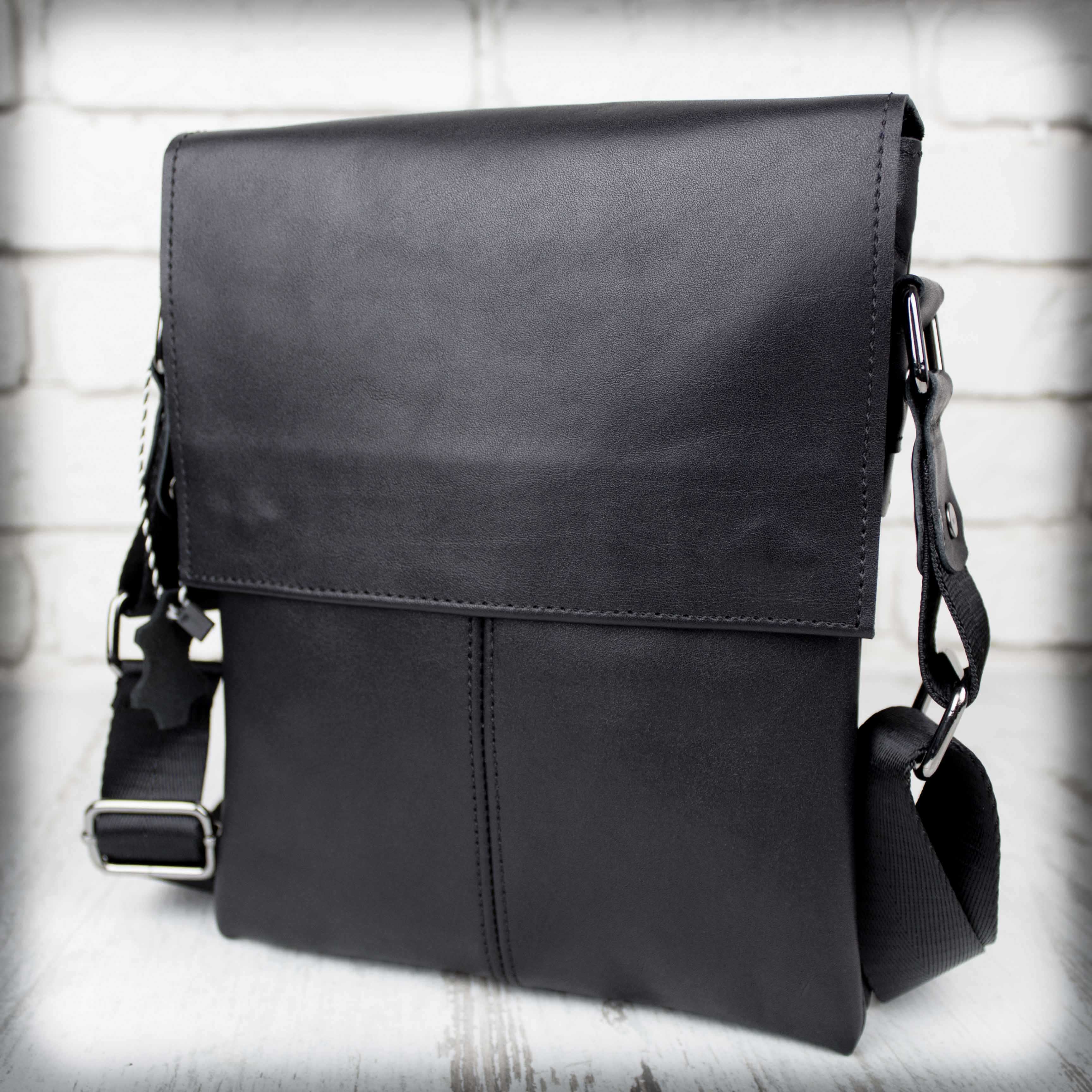 

Кожаная мужская сумка через плечо Alvibag AV0201GL-BLACK