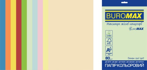 

Набор цветной бумаги Buromax SUPER MIX EUROMAX А4 80г/м2 250 листов (BM.27216250E-99)