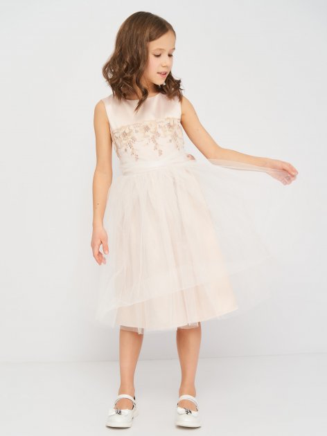 Акція на Дитяча літня святкова фатинова сукня для дівчинки Sasha 4249/6 98 см Капучино від Rozetka
