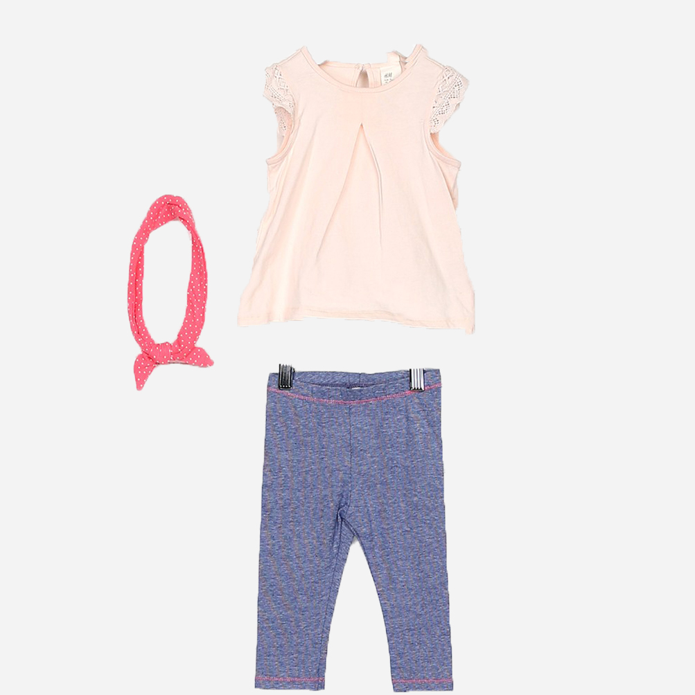

Комплект (блузка + леггинсы + повязка) H&M 5hm03200144 80 см Светло-розовый