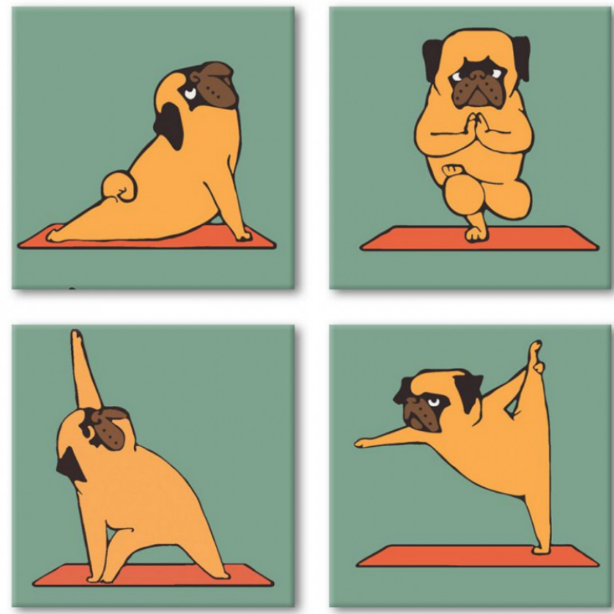 

Набір для розпису за номерами "Ідейка" /KNP012/ Поліптих "Yoga-dog" 4 шт/наб 18*18см