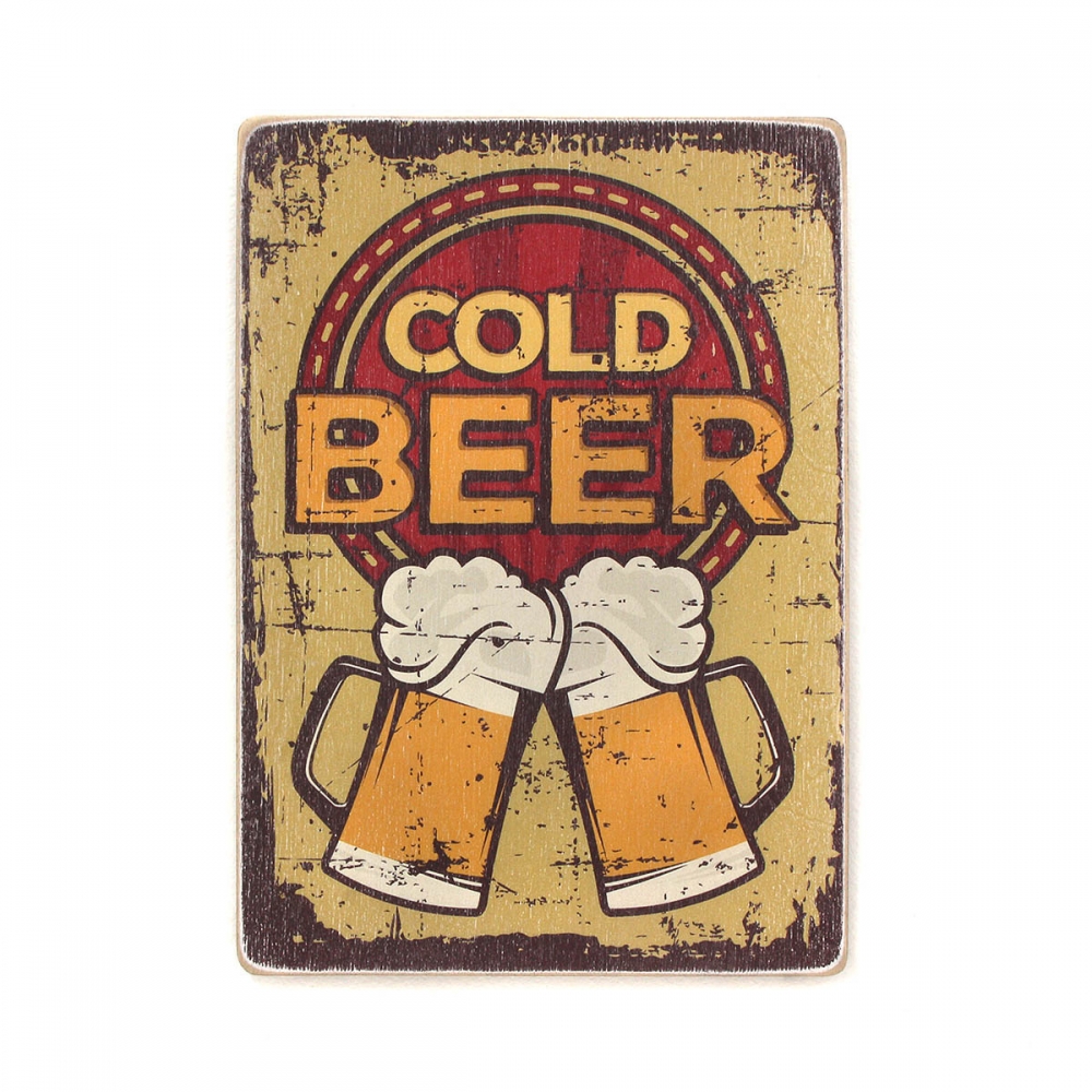 

Деревянный постер Алкоголь Cold beer. Yellow background А2