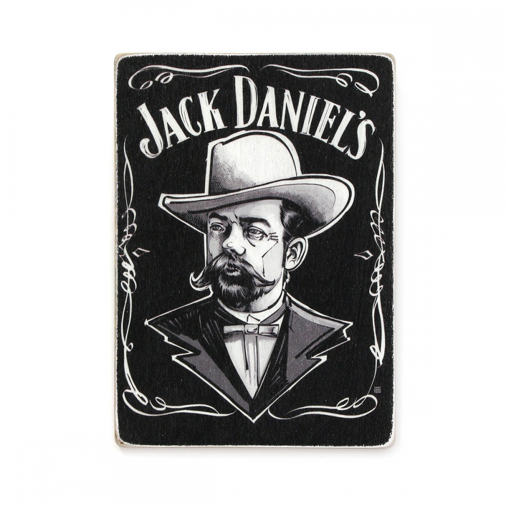 

Деревянный постер Алкоголь Jack Daniel's. Джек Дэниелс. Черно-белый портрет А1