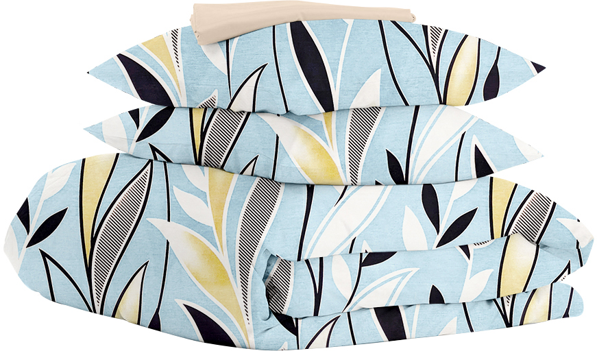 

Комплект двуспального постельного белья Cosas Seaweed Blue Beige 180x220 см