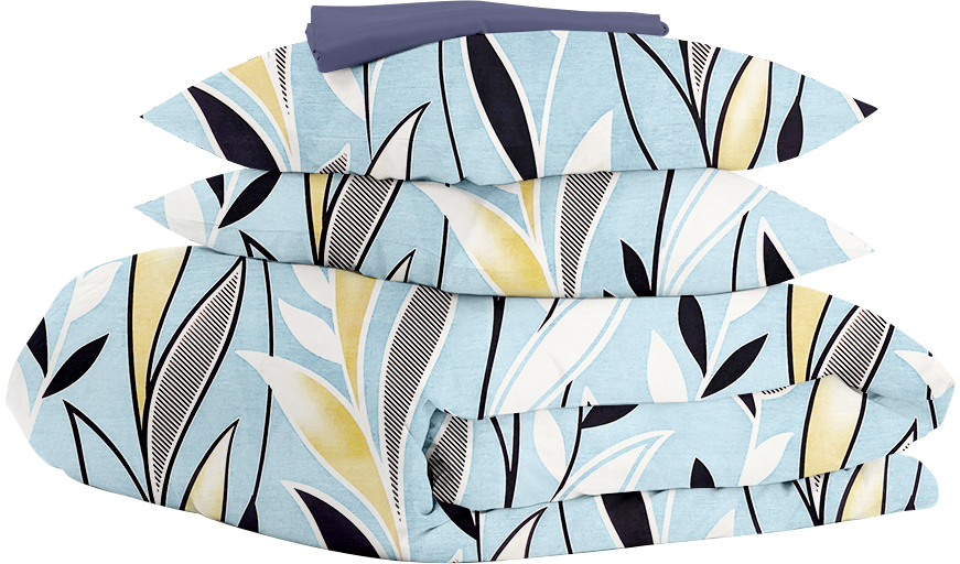 

Комплект семейного постельного белья Cosas Seaweed Blue Dark Blue 2x160x220 см