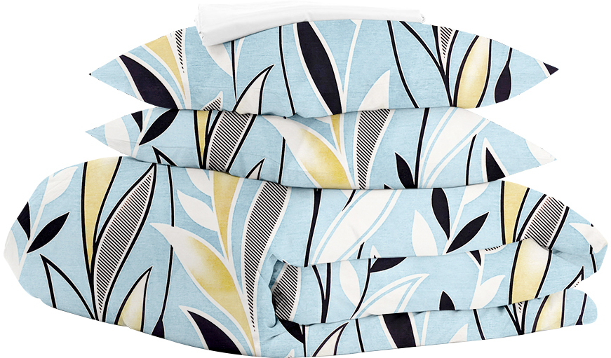 

Комплект полуторного постельного белья Cosas Seaweed Blue White 160x220 см