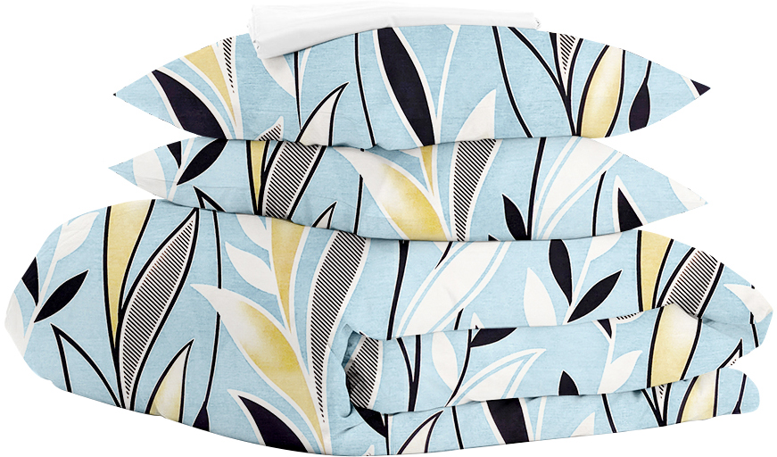 

Комплект двуспального постельного белья Cosas на резинке Seaweed Blue White 180x220 см