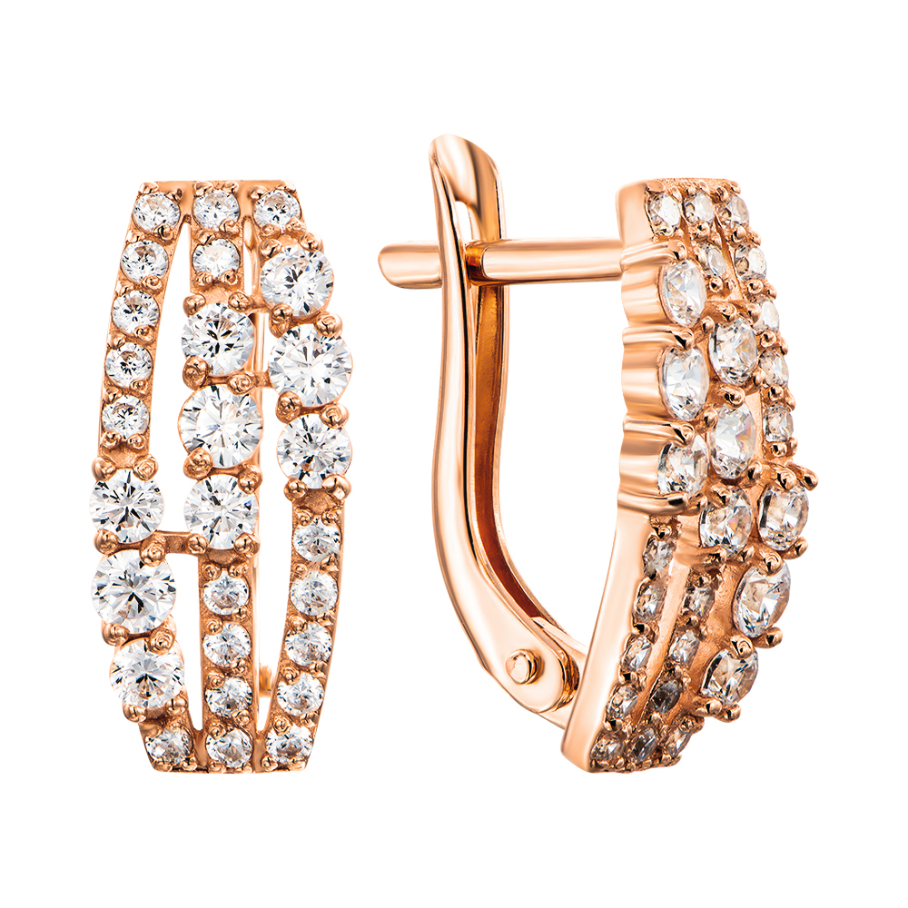 

Серьги из красного золота с цирконием 000138440