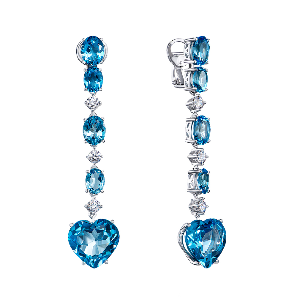

Серьги-подвески из белого золота с топазами и фианитами S Zirconia 000136664