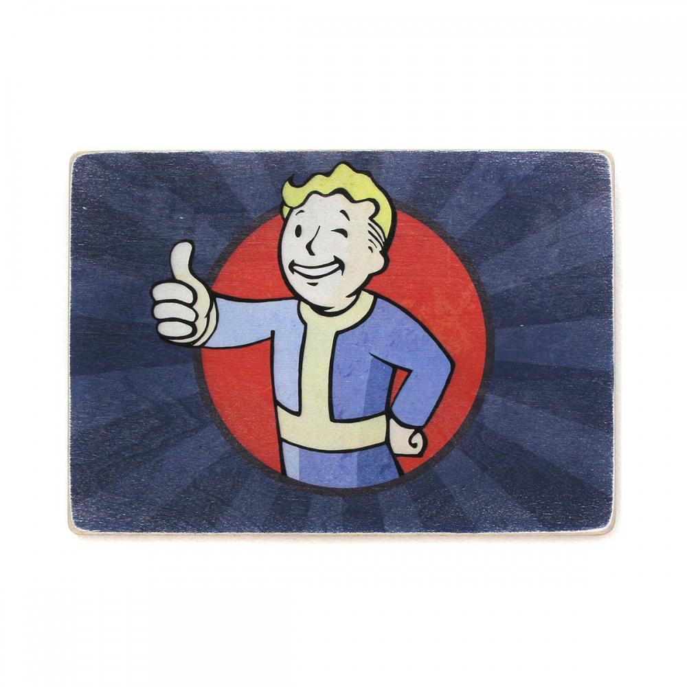 

Деревянный постер Видеоигры Fallout. Vault-Boy approves А2