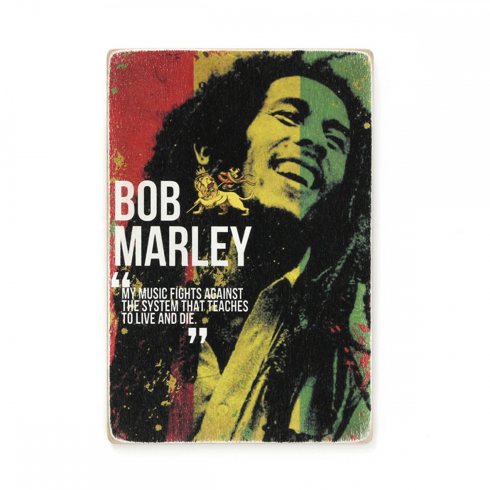 

Деревянный постер Музыка Bob Marley. My music fights against the system А1