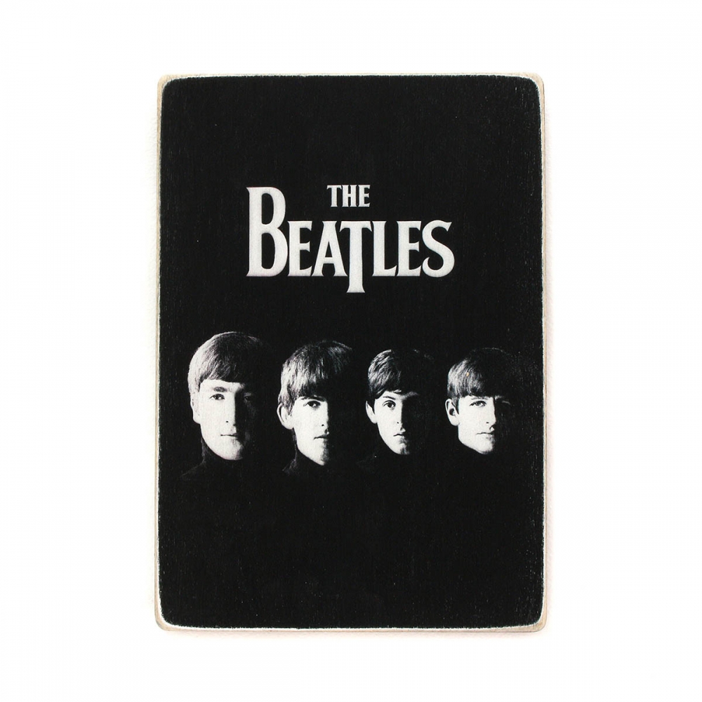 

Деревянный постер Музыка The Beatles. Битлз. Все участники. Черно-белый А1