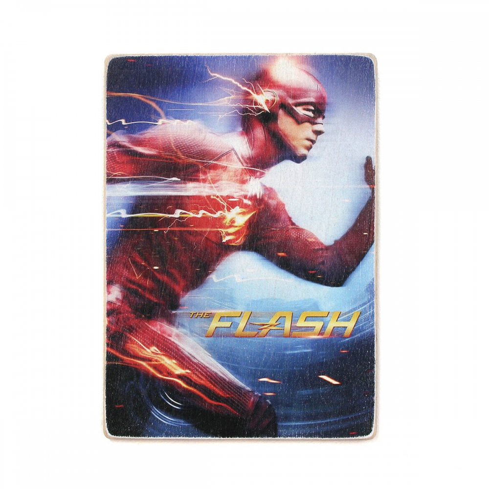 

Деревянный постер Супергерои The Flash. Флэш бежит А1
