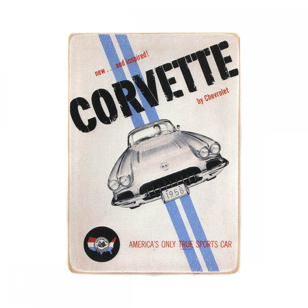 

Деревянный постер Автомобили Chevrolet Corvette 1958 Шевроле Корвет. Арт А2