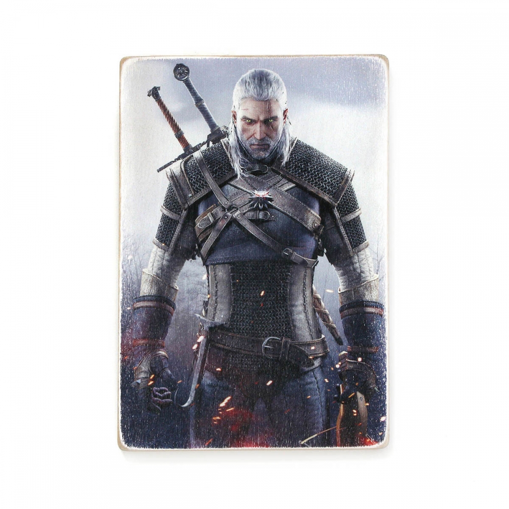 

Деревянный постер Видеоигры Witcher. Ведьмак. Геральт с двумя мечами А1