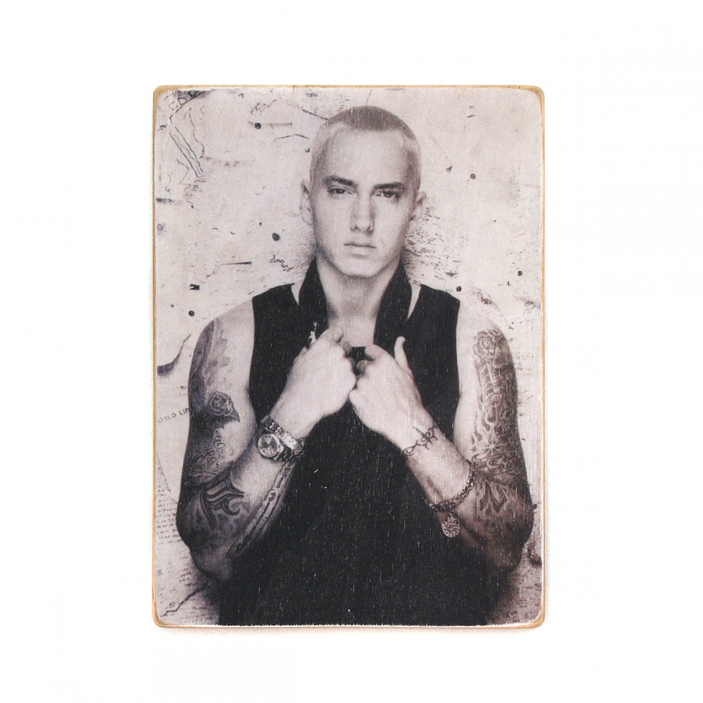 

Деревянный постер Музыка Eminem. Эминем. Черно-белое фото А2