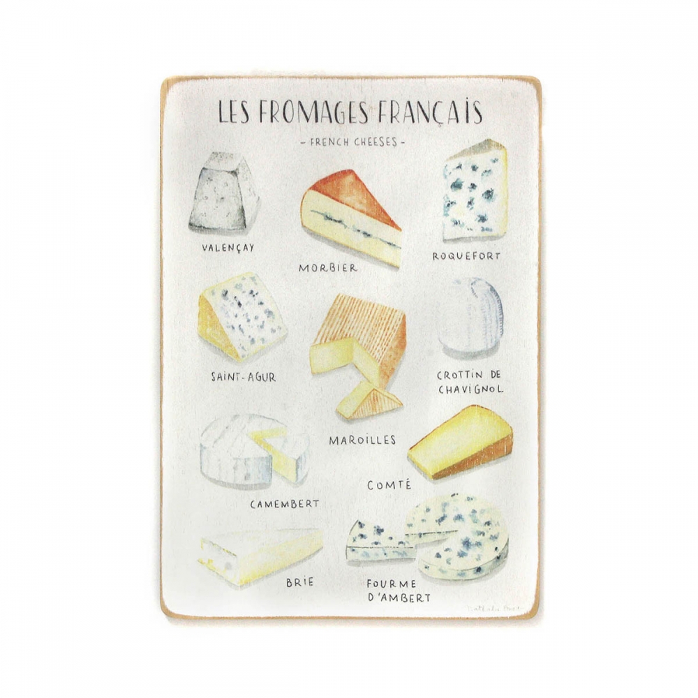 

Деревянный постер Для кухни Les Fromages Francais. Французские сыры. Арт А1