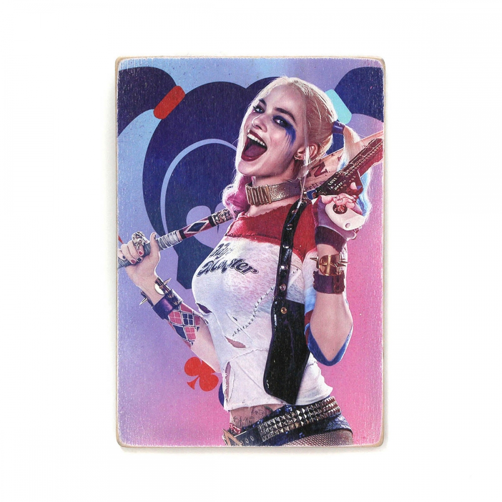 

Деревянный постер Супергерои Harley Queen. Харли Квинн смеётся А2
