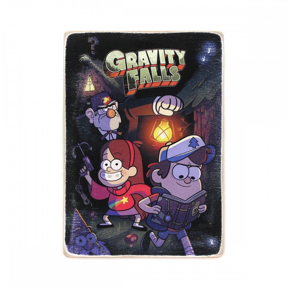 

Деревянный постер Мультфильмы Gravity Falls. Гравити Фолз. Герои в темноте А1