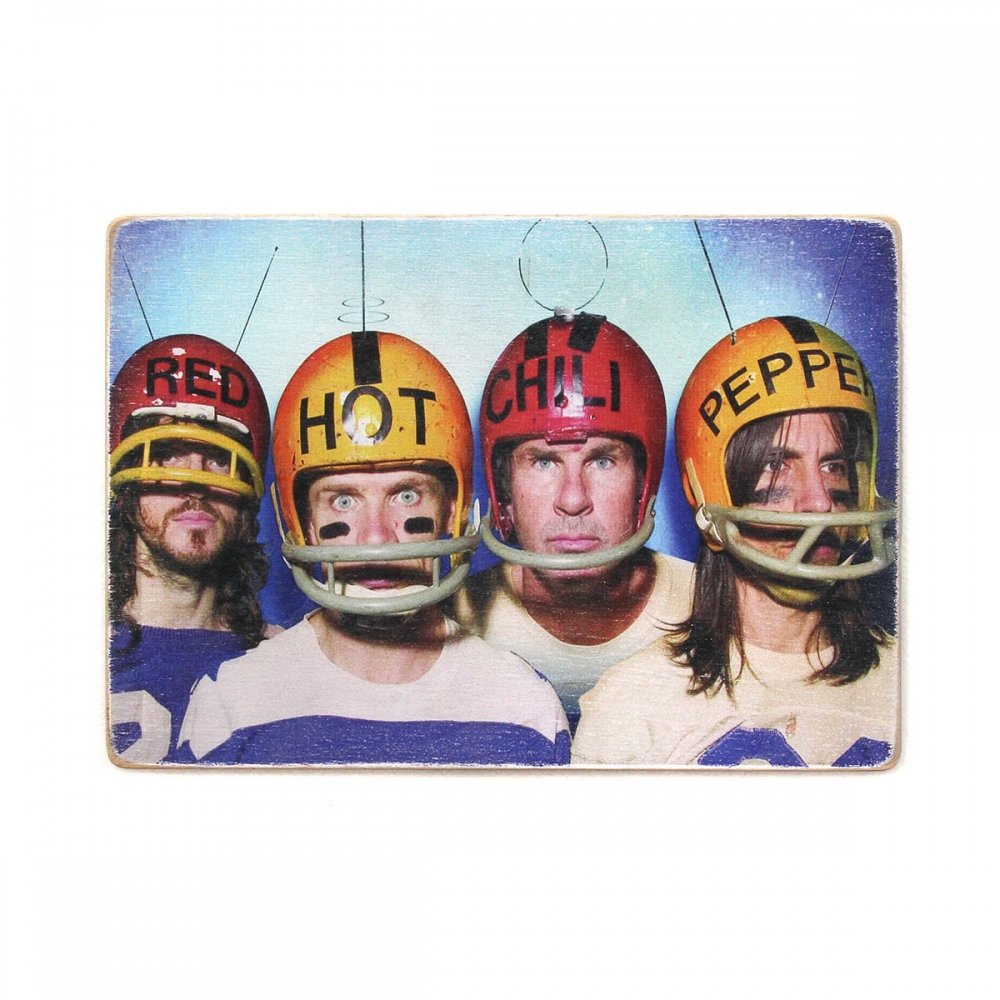 

Деревянный постер Музыка Red Hot Chili Peppers. Ред Хот Чили Пепперс в шлемах А1